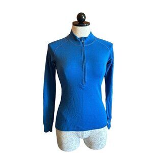 Meriwool‎ Layers Women’s 1/2 Zip Sweater Size XS 250g Merino Wool Electric Blue